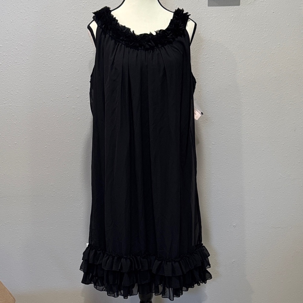 dressbarn Black Sleeveless Ruffle Dress